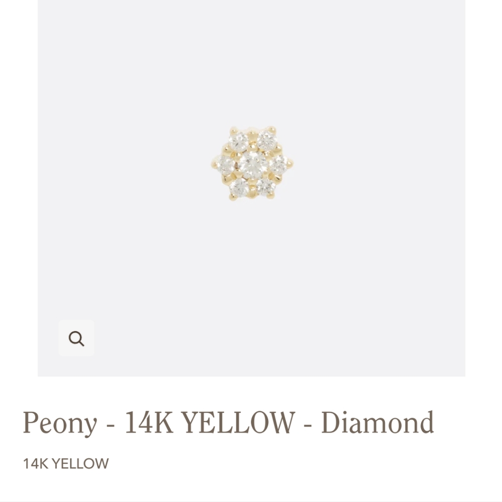 14k Y Genuine Dia Threadless Jewelry End from Tether